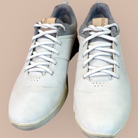 Ecco Womens Leather Golf Shoes Gortex S-Three Spikeless Sz. 9 - 9.5 Wide Cream - Picture 3 of 13